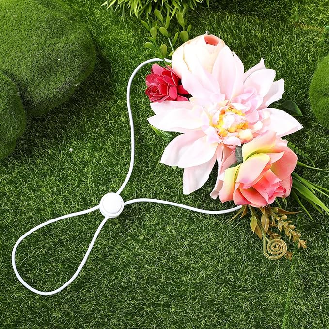 POPETPOP Dog Flower Crown, Dog Tiara Adjustable Pet Flower Headband for Pet Wedding Outfit Vacation Costume Decor