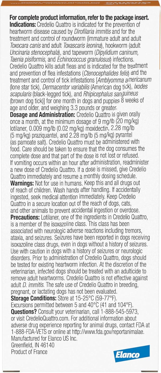 Credelio Quattro Dog Flea & Tick Treatment + Heartworm & Parasite Protection, 12.1-25 lbs (1 Chewable Tablet)