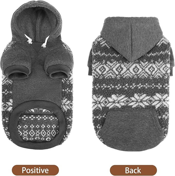 PUPTECK Dog Hoodie Puppy Sweatshirt Warm Dog Sweater Winter Clothes Cold Weather Coats for Small Medium Large Dogs, Snow, M