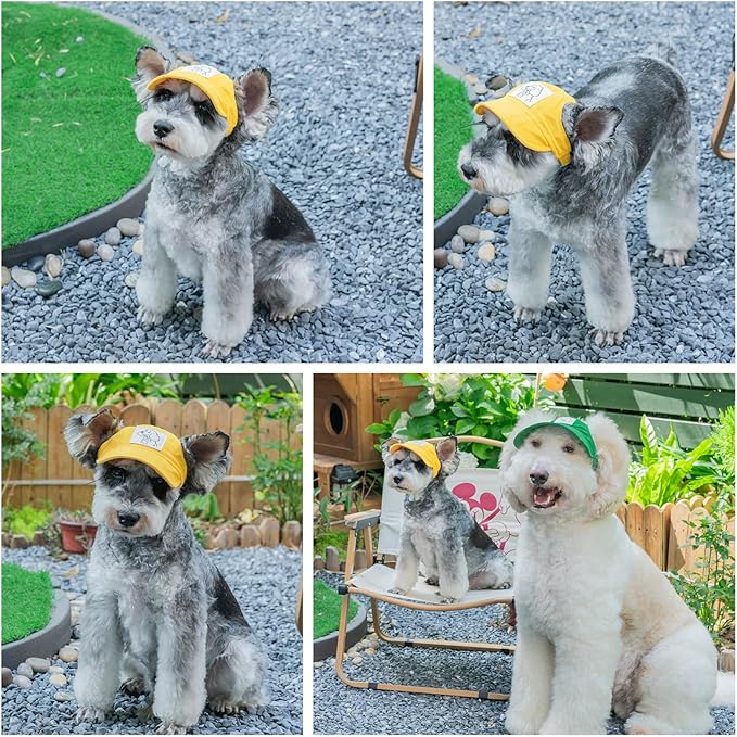Pet Dog Baseball Cap, Cat Hat, Cat Dog Sun Cap with Ear Holes, Adjustable Puppy Outdoor Sun Hat (Yellow, X-Small)