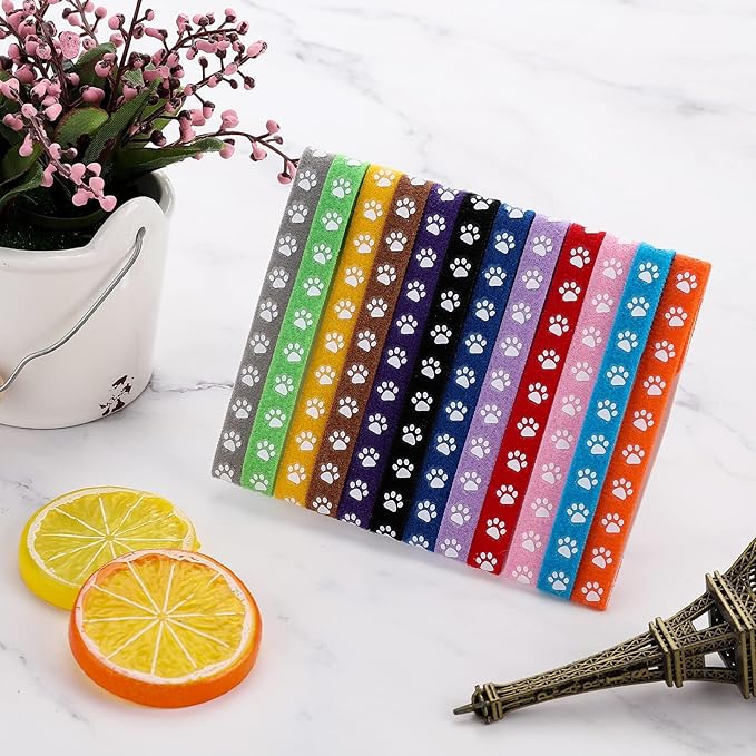 cobee Newborn Puppy Collars, 12 Pcs Whelping Collars for Newborn Puppies Collars for Litter, Adjustable Super Soft Nylon Newborn Dog Identification Bands Puppy ID Collars