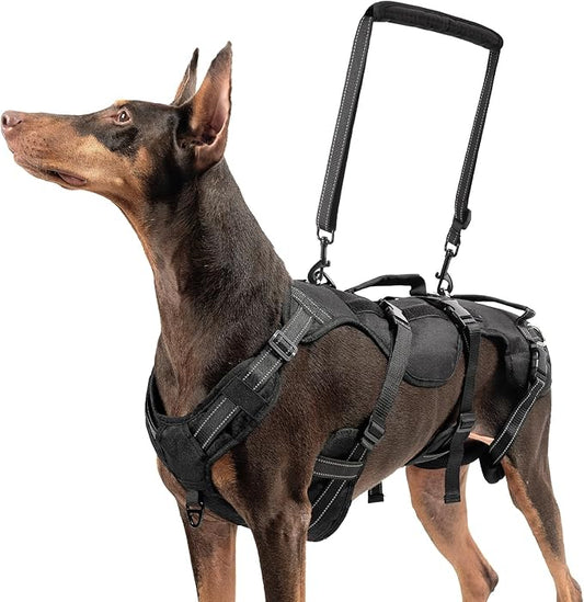 BINGPET Dog Lift Harness,Full Body Dog Sling for Large Medium Dogs Hind Leg Support,Adjustable Reflective Vest Dog Harness with Handle,Multifunctional Rescover Dog Carrier Sling