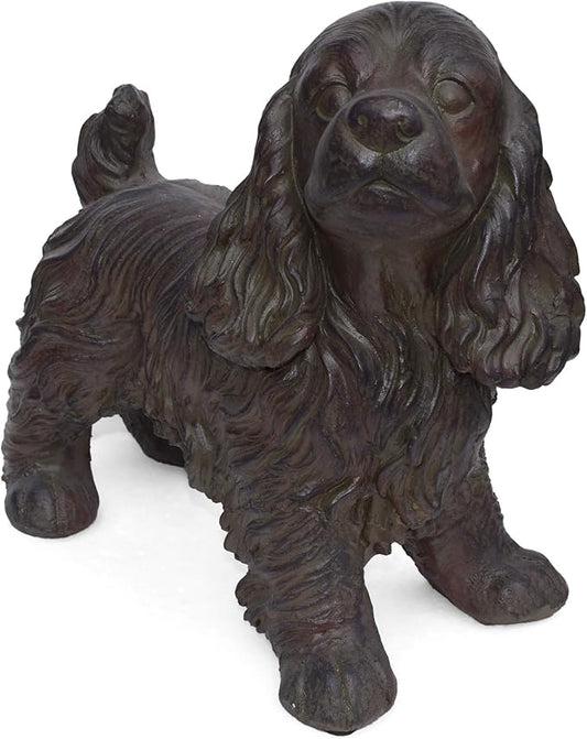 Christopher Knight Home Messiah Outdoor Cocker Spaniel Dog Garden Statue, Brown Finish