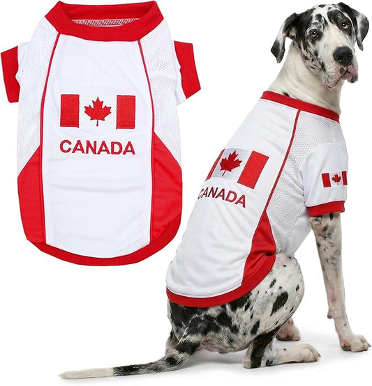 Parisian Pet Team Canada Dog Jersey - Breathable Mesh Puppy Football Jersey - Lightweight Stretch Sporty Dog Clothes - Summer Shirts for Large Dogs - Soccer Jersey for Dogs - Sportswear Pet Clothes