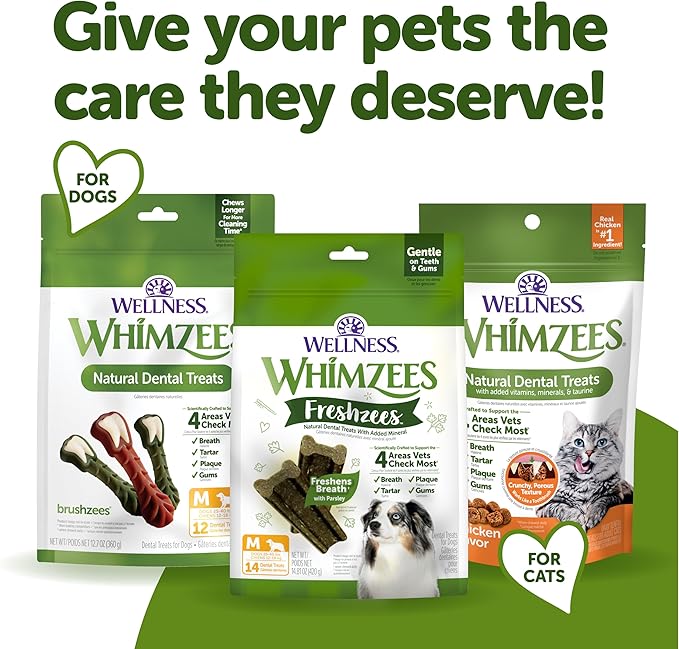 WHIMZEES Wellness Freshzees Dog Dental Treats, Medium Size Stick, (14 Count)