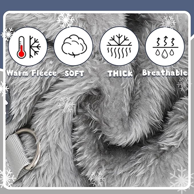 Fleece Dog Pajamas Winter Warm Dog Sweater for Small Dogs Thermal Soft Puppy Pjs Coat Stretchy Jumpsuit Doggie Pet Clothes Outfits Cat Apparel (Grey, Small)