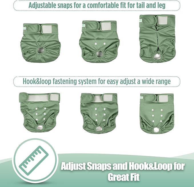 wegreeco Female Dog Diapers, Washable Reusable Pet Puppy Doggie Diapers for Small Medium Large Female Dogs in Heat Period, Doggy Period Panties X-Large, Blue Green