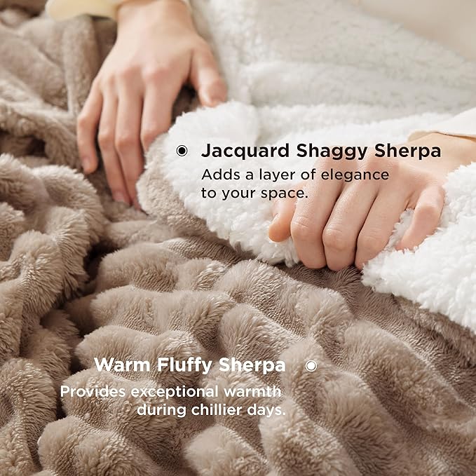 Bedsure Sherpa Blanket King Size for Bed - Super Soft, Cozy Fleece Thick Warm Blanket for Winter, GentleSoft Home Room Decor, Mocha Meringue, 108x90 Inches