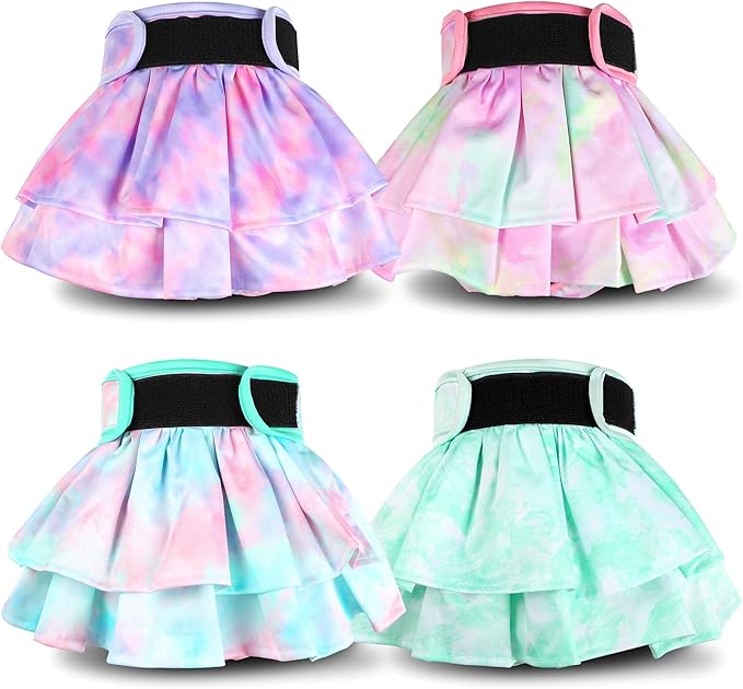 Washable Female Dog Diapers Skirt(4 Pcs) - Reusable Doggie Diapers with Adjustable Snaps, High Absorbency Leak-Proof Puppy Diapers for Female Dog in Heat, Period, Incontinence L