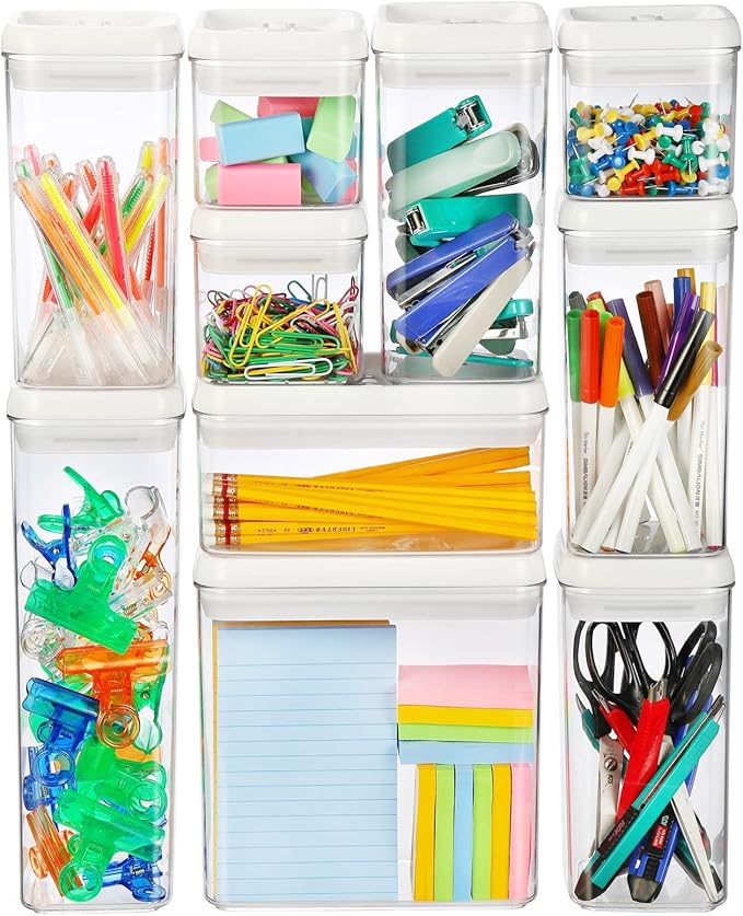Felli Flip Tite Airtight Storange Container for Pantry Kitchen (White, 4", Rectangular 1.1qt 3pk)