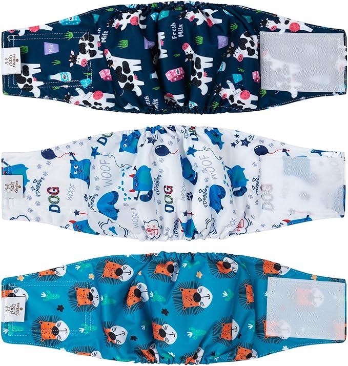 CuteBone Male Dog Diapers Washable for Poop and Pee DM14XS