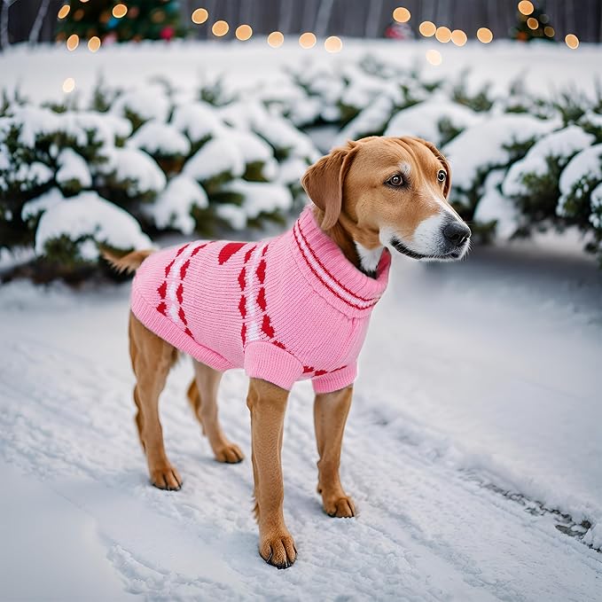 Dog Sweater Turtleneck Pet Sweaters Winter Coat Apparel Warm Knitted Holiday Clothes for Cat and Puppy (Large)