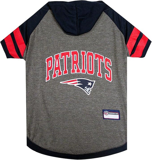 Pets First NFL New England Patriots Hoodie for Dogs & Cats. | NFL Football Licensed Dog Hoody Tee Shirt, Large | Sports Hoody T-Shirt for Pets | Licensed Sporty Dog Shirt