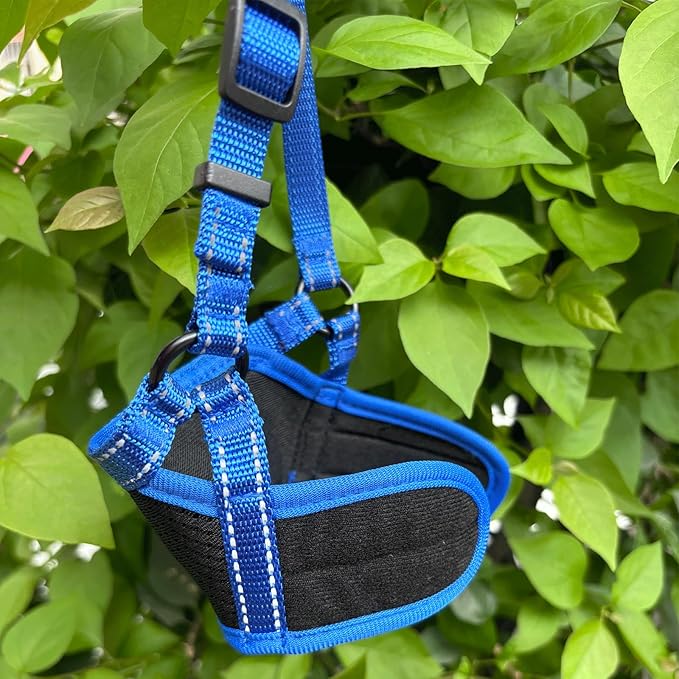 New 2025 Dog Muzzle for Small Dogs, Soft Material with Reflective & Adjustable Strap, Breathable Mouth Guard for Biting Chewing Grooming, Allow Panting Drinking, Prevent Biting (Blue, L Size)