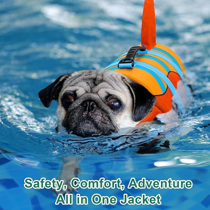 Fragralley Shark Dog Life Jacket, High Buoyancy with Tear-Resistant Nylon, Dog Float Vest for Swimming and Boating, Pet Life Preserver for Small Medium Large Dogs (PFD)