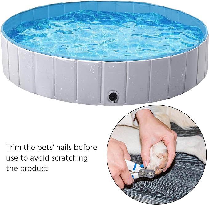 Yaheetech Foldable Hard Plastic Dog Pet Bath Swimming Pool Collapsible Dog Pet Pool Bathing Tub Pool for Pets Dogs & Cats Outdoor -55 x 11.8 inch, Grey