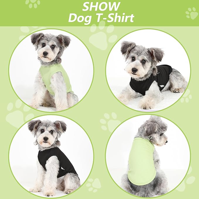 2 Pack Dog Clothes for Small Dogs Summer Dog Shirt Vest Girl Boy Lightweight Puppy T-Shirts Blank Soft and Cool Pet Clothing Sleeveless Medium Large Dog Outfit (Black+Avocado Green, X-Small)