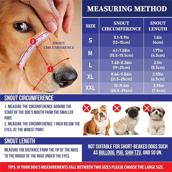 Dog Muzzle for Large Dogs - Soft Breathable Muzzle for Large Sized Dog with Air Mesh | Adjustable Mussels for Dogs Grooming | Muzzles to Prevent Biting Barking Chewing Allows Panting Drinking