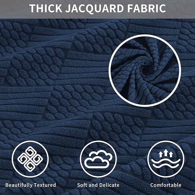 Easy-Going Waterproof Couch Cushion Covers for Couches and Sofas, Stretch Jacquard Sofa Seat Cover Replacement for Dogs, Pets & Kids, Durable Furniture Protector for Chair Cushions, Navy Blue