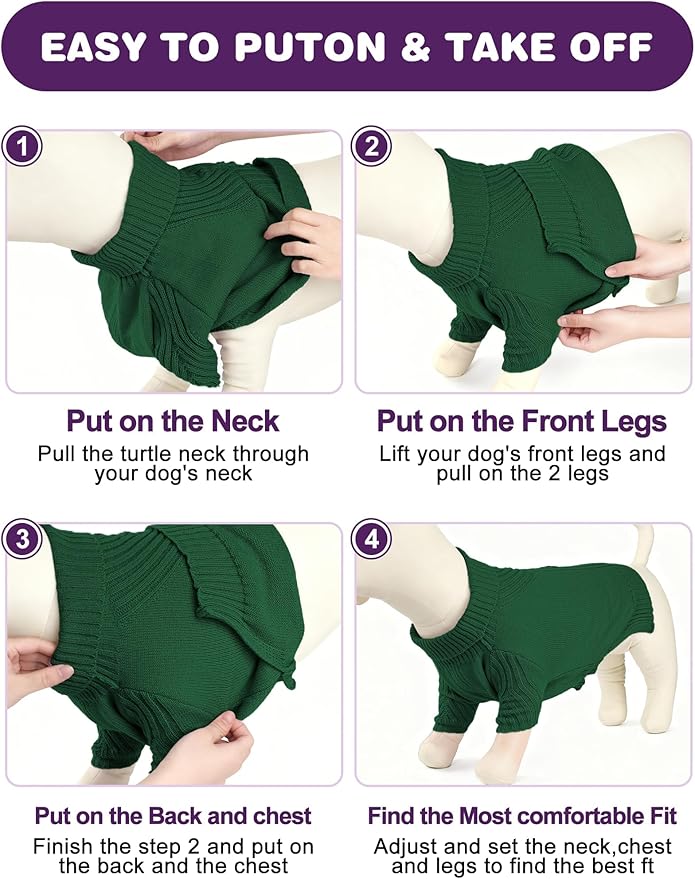 Dog Sweaters for Small Medium Large Dog, Classic Turtleneck Pet Clothes Warm Thermal Doggy Winter Coat, Thick Double Knitting Collar Pullover Cold Weather Puppy Jacket for Indoor & Outdoor Wear