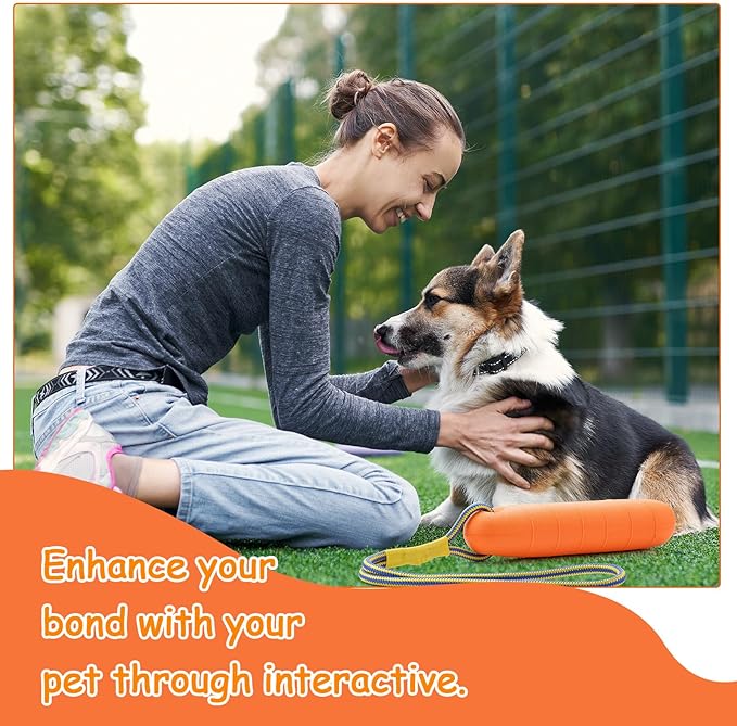 4 Pcs Interactive Dog Pool Toys with Throw Rope 9.8 x 1.6 Inches Interactive Dog Bumpers Fetch Training Bumpers Water Floating Toys for Small and Medium Outdoor Training Chew Hunting(Yellow, Orange)