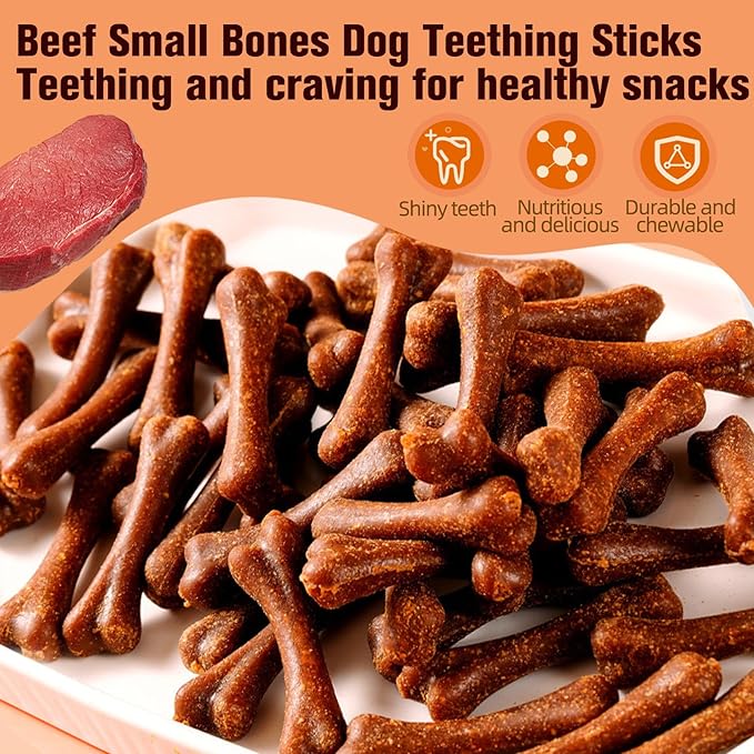 Dental Chew Bone Sticks for Dogs - Beef Flavor Teeth Cleaning Treats, Chew Toy for Small to Medium Dogs, Healthy Teeth Cleaning Treats (S, Chicken)