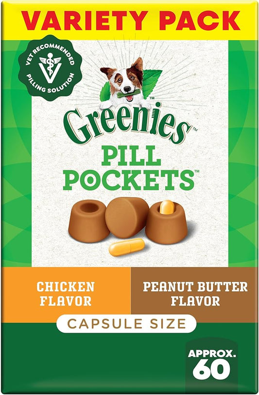 Greenies Pill Pockets for Dogs Large Size, Dog Treat Pouch for Capsule Medication, Variety Pack, 7.9 oz. Pouch