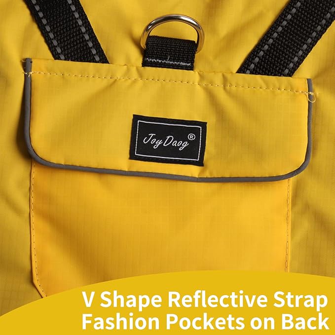 Premium Dog Raincoat with Hood for Medium Dogs,Outdoor Sports Waterproof Dog Rain Jacket,Puppy Raincoat with Pockets,Yellow M