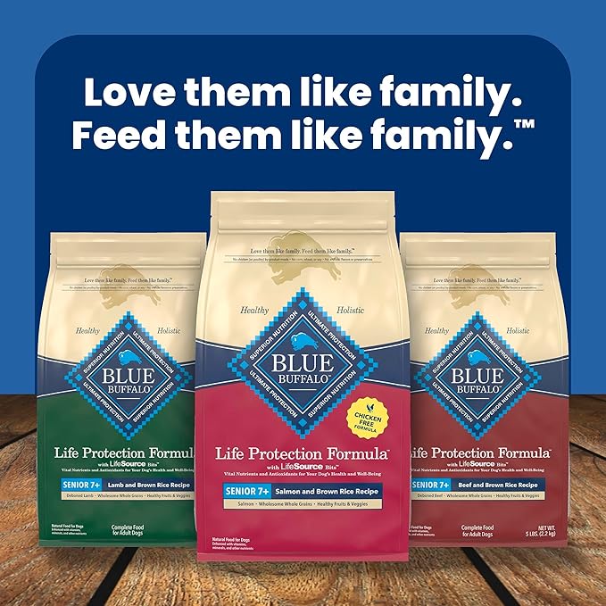 Blue Buffalo Life Protection Formula with LifeSource Bits, Senior 7+ Dry Dog Food, Salmon and Brown Rice Recipe, Chicken Free Formula, 30 lb. Bag