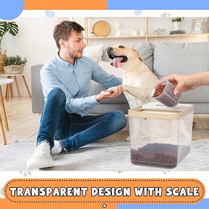 2 Pack 30 Lbs Airtight Dog Food Storage Container with 2 Scoops, Clear Cat Food Container Storage Bin with Measuring for Dog Cat Bird Other Pet