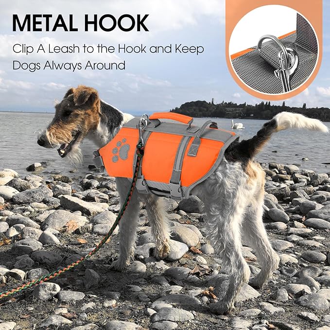 Queenmore XS Dog Life Jacket, Small Dog Life Jackets, Dog Life Vest for Swimming, Float Puppy Swim Vest for Boating, Lightweight Doggie Swim Vest with Handle, Adjustable Pet Preserver for Swimming