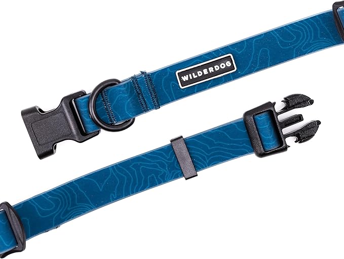 Wilderdog Waterproof Dog Collar - Repels Water & Dirt - Medium 13"-18" - Pacific Blue