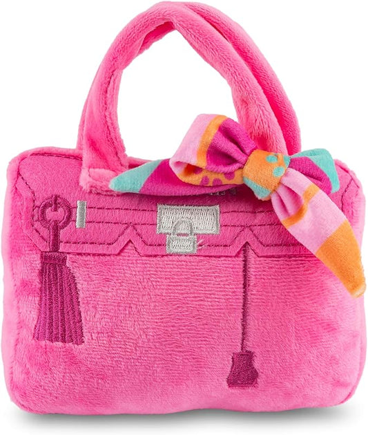 Haute Diggity Dog Barkin Bag with Scarf, Plush Designer Dog Toys with Interactive Squeaker, Stimulating Pet Enrichment, Machine-Washable & Safe Materials for All Breeds, Size Large