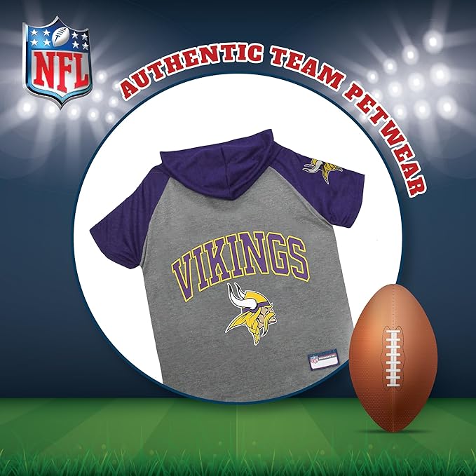 Pets First NFL Minnesota Vikings Hoodie for Dogs & Cats. | NFL Football Licensed Dog Hoody Tee Shirt, Small| Sports Hoody T-Shirt for Pets | Licensed Sporty Dog Shirt