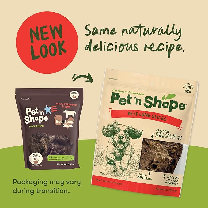 Pet 'n Shape Beef Lung Dog Treats – Made and Sourced in the USA - Training Treat - 9 Ounce