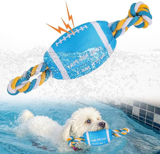BEAUTYZOO Floating Dog Pool Toys for Small/Medium Dogs - Durable Chew-Resistant Squeaky Water Dog Toy with Rope, Interactive Fetch & Tug of War, Summer Swimming Beach Play (Oxford Fabric)
