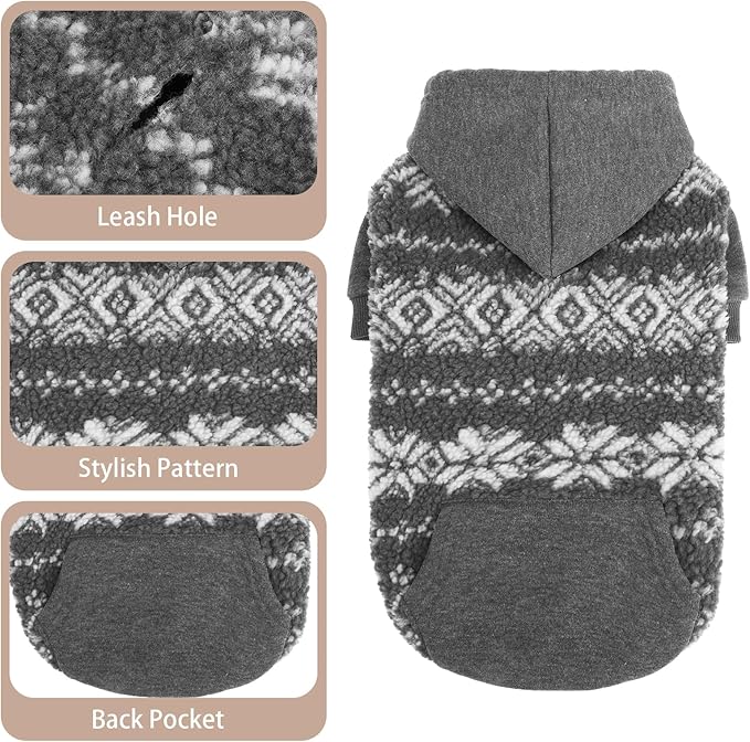 PUPTECK Dog Hoodie Puppy Sweatshirt Warm Dog Sweater Winter Clothes Cold Weather Coats for Small Medium Large Dogs, Snow, L