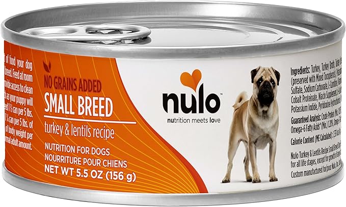 Nulo Small Breed Grain-Free Turkey & Lentils Recipe Adult Wet Canned Dog Food 5.5 Ounce, 24 Cans