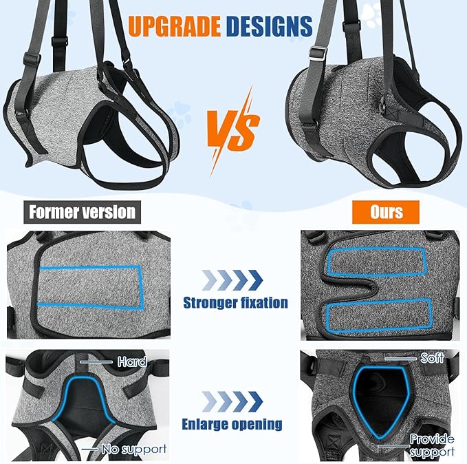 SlowTon Dog Lift Harness - Adjustable Dog Sling for Medium Large Dogs, Hind Leg Support to Help Rehabilitate, Soft Padded Dog Support Harness for Elderly, Injured, Arthritic, Disabled Dogs, M