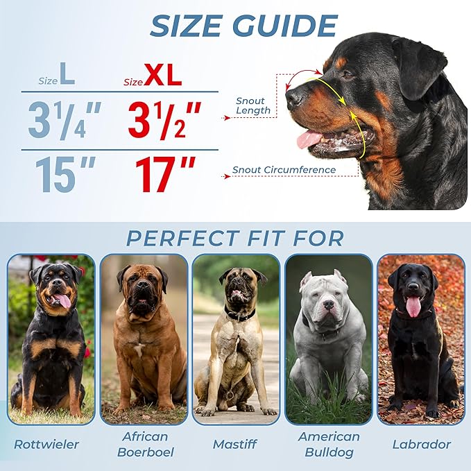 XL Metal Dog Muzzle for Large Sized Dogs – Heavy Duty Rottweiler Muzzle – Basket Extra Large Dog Muzzles for Barking and Biting Cane Corso, Mastiff, Labrador, Bulldog and Other Big Breeds
