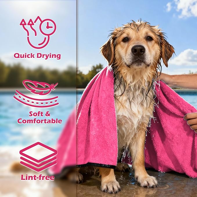 MICOOYO Dog Towels for Drying Dogs 3 Pack, Ultra Absorbent Microfiber Pet Bath Blanket | Quick Dry Towel for Dogs and Cats, 11.8”x23.6, S