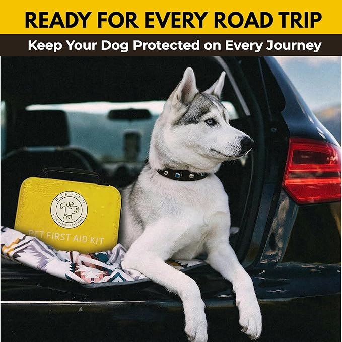 Dog First Aid Kit – Essential Items Pet Emergency Kit Accessories for Car, Travel, Hunting, Hiking & Camping Gear with Mini Pouch for Home, Office & Outdoor Adventures
