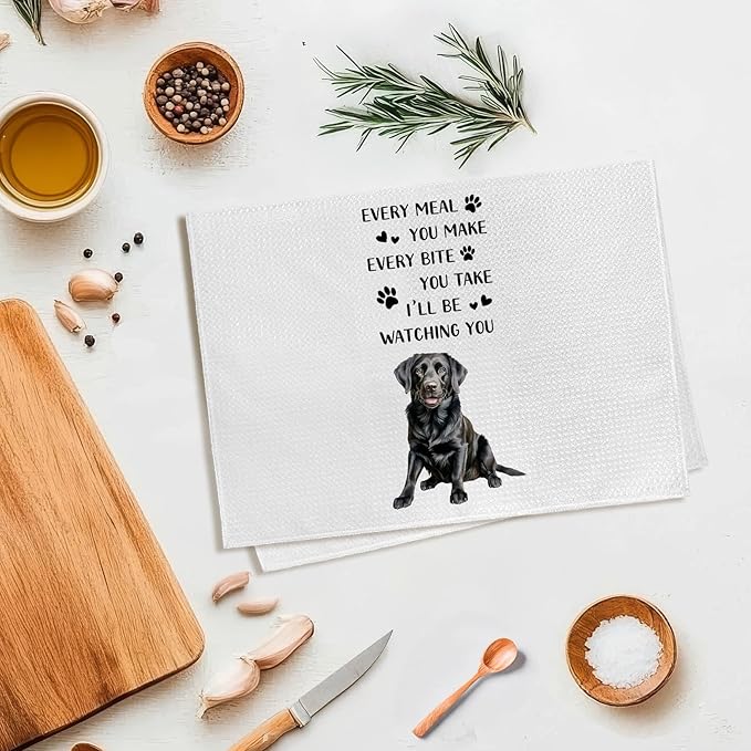 Black Lab Gifts Dog Kitchen Towels, Labrador Retriever Gifts Hand Towel, Funny Every Meal You Make Decorative Tea Dish Towels for Kitchens, Black Labrador Retriever Dog Kitchen Decor, 16x24in