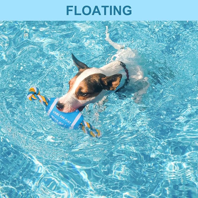 BEAUTYZOO Floating Dog Pool Toys for Small/Medium Dogs - Durable Chew-Resistant Squeaky Water Dog Toy with Rope, Interactive Fetch & Tug of War, Summer Swimming Beach Play (Oxford Fabric)