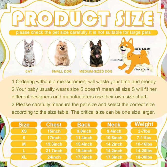 LEIFIDE 8 Pcs Summer Themed Hawaii Dog Dresses Holiday Flamingo Fruit Floral Pattern Pet Skirts Hawaii Puppy Princess Dresses Outfits Bowknot for Girl Dogs Cats Beach(XS)