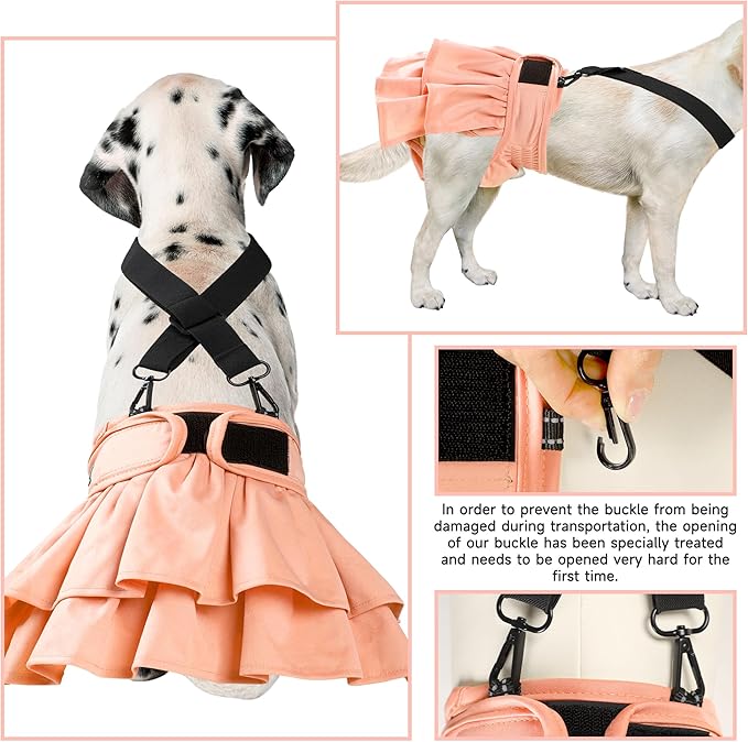 Washable Female Dog Diapers (4 Pack+1 Suspenders), Reusable Female Girl Doggy Doggie Puppy Wraps Panties Belly Band for Pet Heat Period Pooping Peeing Potty Training Incontinence Marking XLarge