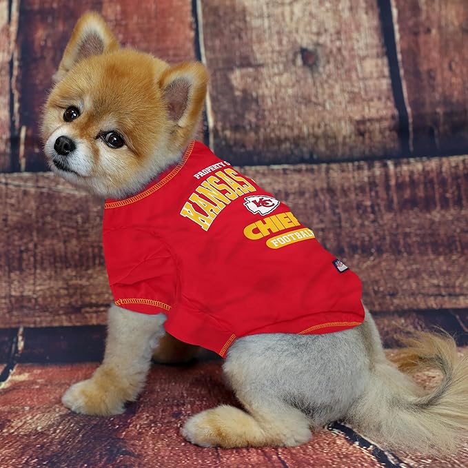 NFL Kansas City Chiefs Dog T-Shirt for Pets, Size Large. Officially Licensed Pet Shirt with Team Logo, Soft Stretchable Comfort Fit Apparel for Dogs & Cats