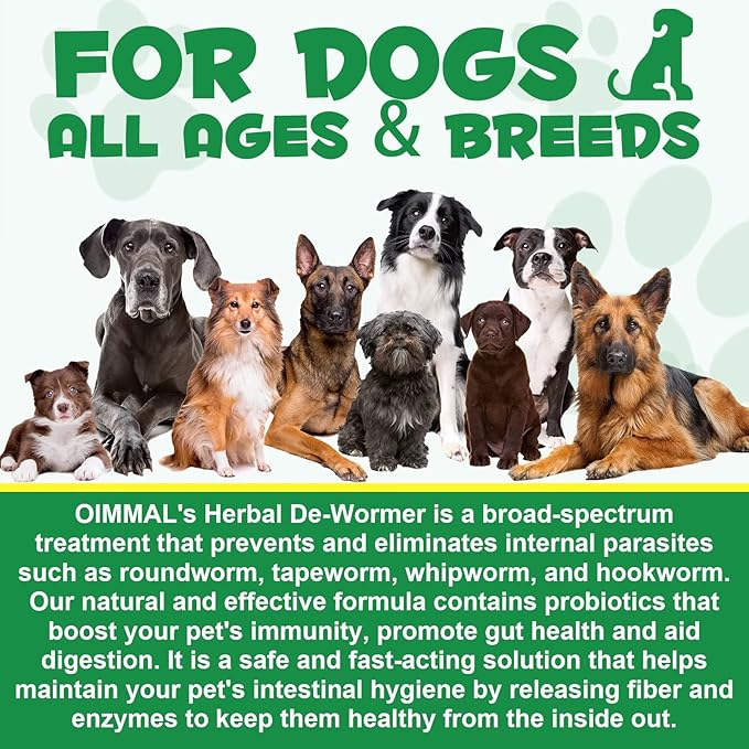 No More Worms - Natural Broad Spectrum Treatment for All Dogs, Herbal Cleanse, Digestive Support for All Breeds, Gut Health, Supplement Drops Enhanced with Probiotics for Puppy & Peros