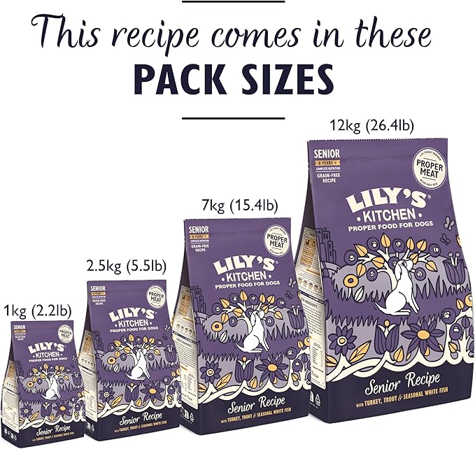 Lily's Kitchen Senior Recipe Turkey & Trout Natural Grain Free Complete Dry Dog Food 2.5 kg (with Turkey and Herbs)