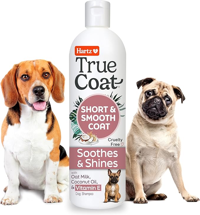 Hartz True Coat Short & Smooth Coat Specific Dog Shampoo, Soothes & Shines with Oat Milk, Coconut Oil & Vitamin E